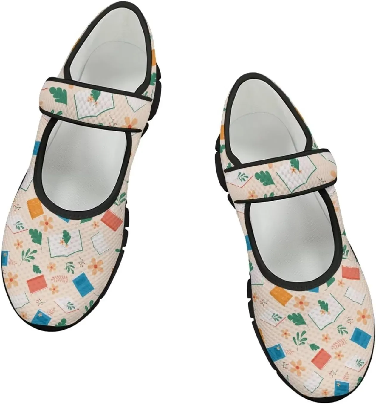Binienty Womens Mary Jane Shoes Slip On Loafers with Adjust Hook and Loop Breathable Mesh Walking Sneakers