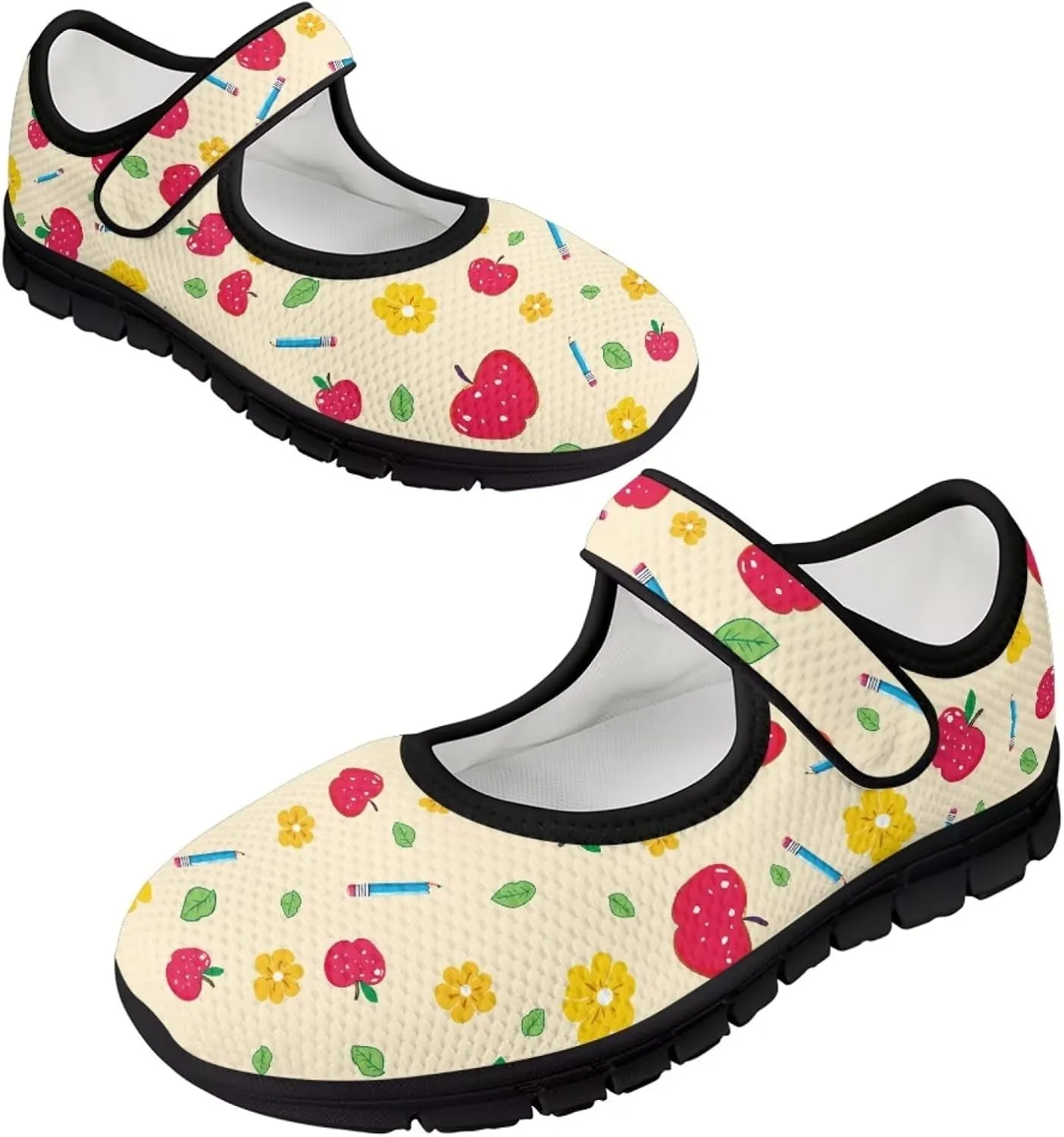 Binienty Womens Mary Jane Shoes Slip On Loafers with Adjust Hook and Loop Breathable Mesh Walking Sneakers