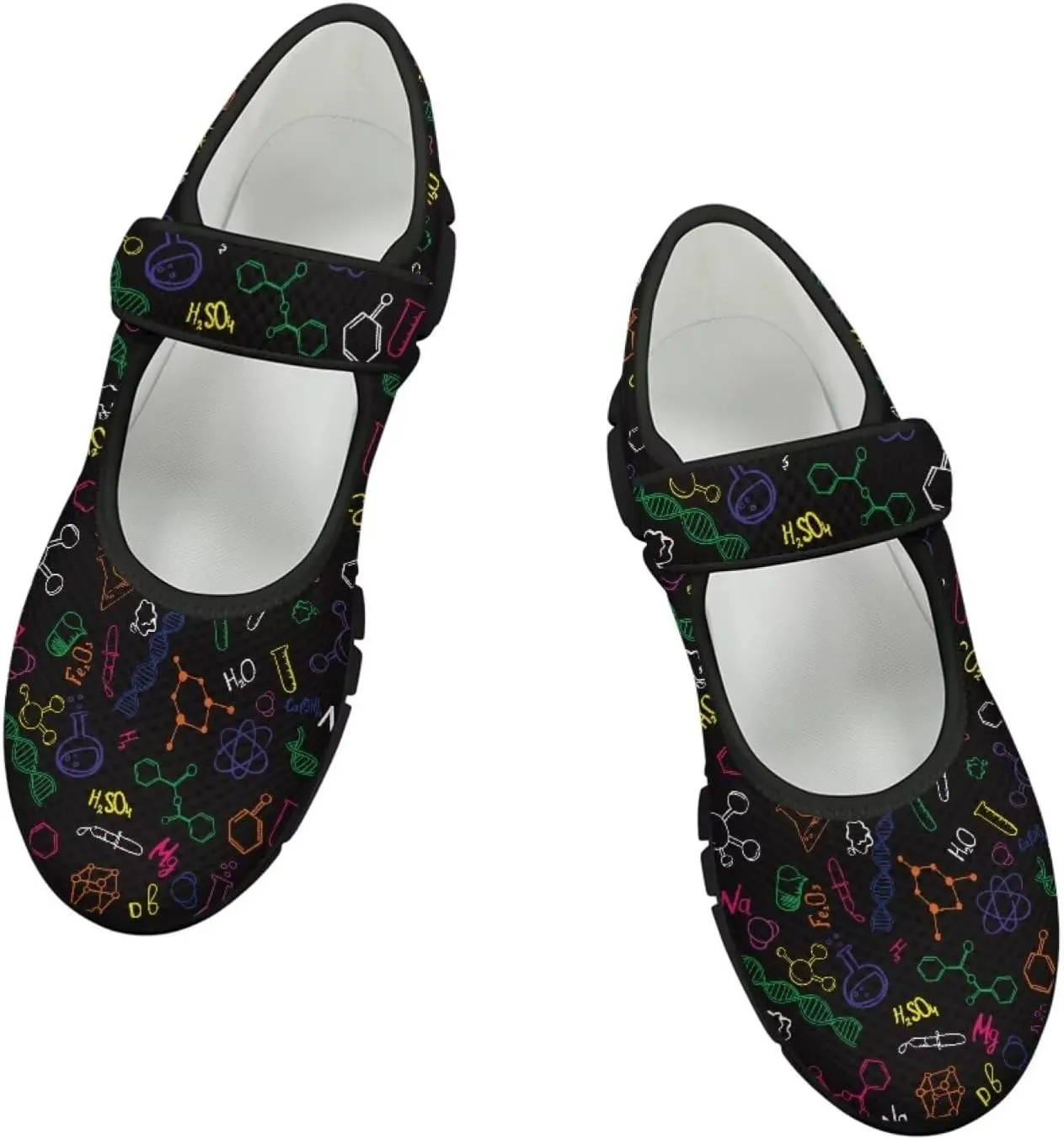 Binienty Womens Mary Jane Shoes Slip On Loafers with Adjust Hook and Loop Breathable Mesh Walking Sneakers