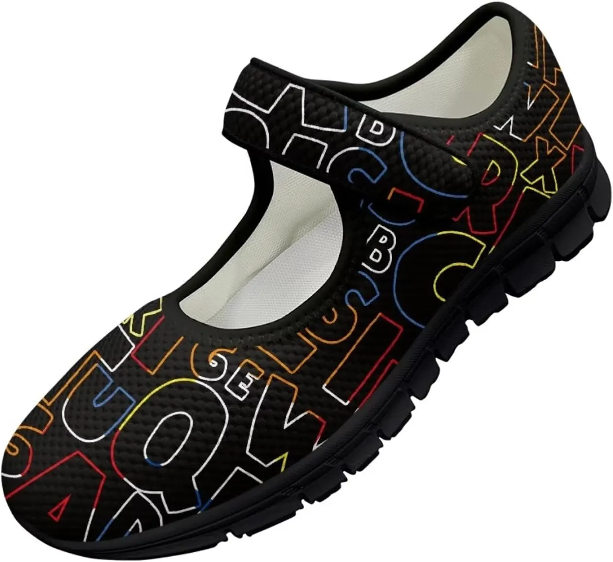 Binienty Womens Mary Jane Shoes Slip On Loafers with Adjust Hook and Loop Breathable Mesh Walking Sneakers
