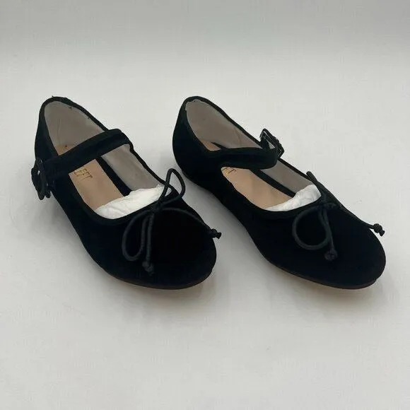 Black Women Bowknots Ankle Strap Mary Janes Round Toe Ballet Flats Shoes