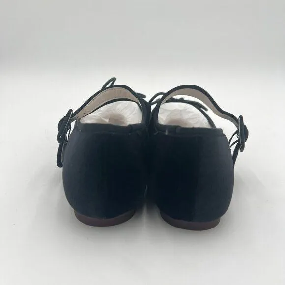 Black Women Bowknots Ankle Strap Mary Janes Round Toe Ballet Flats Shoes