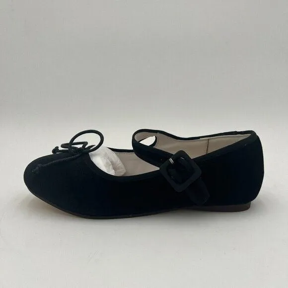 Black Women Bowknots Ankle Strap Mary Janes Round Toe Ballet Flats Shoes