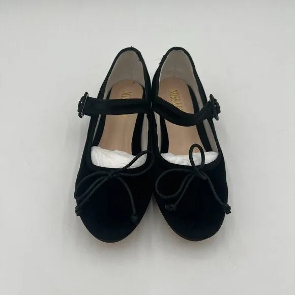Black Women Bowknots Ankle Strap Mary Janes Round Toe Ballet Flats Shoes