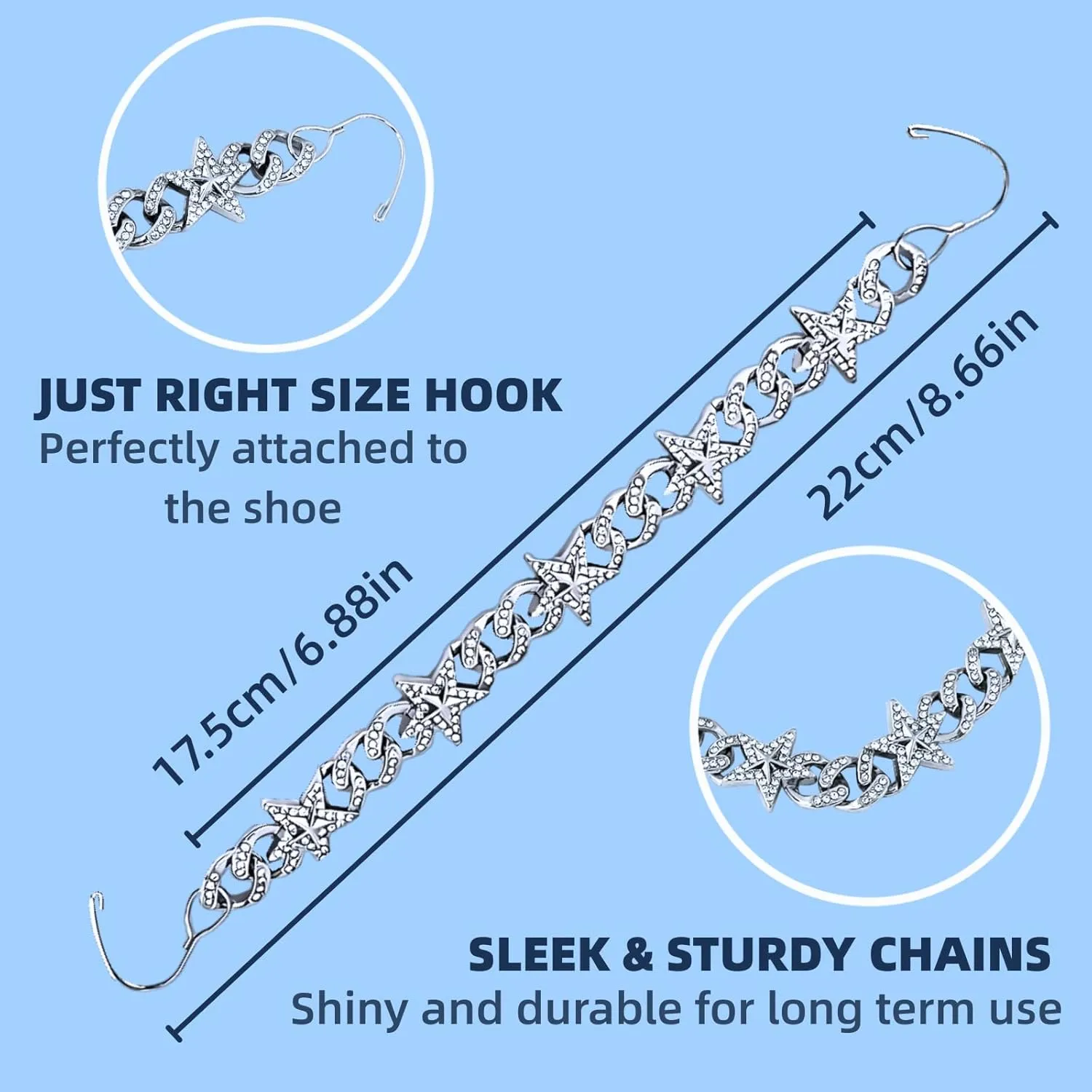 Bling Shoe Chains For Adults Women Men Teens Girls Boys, Rhinestone Chain Shoe Charms For Clog Sandals,Shoe Decoration Accessories For Birthday Gifts Party Favors