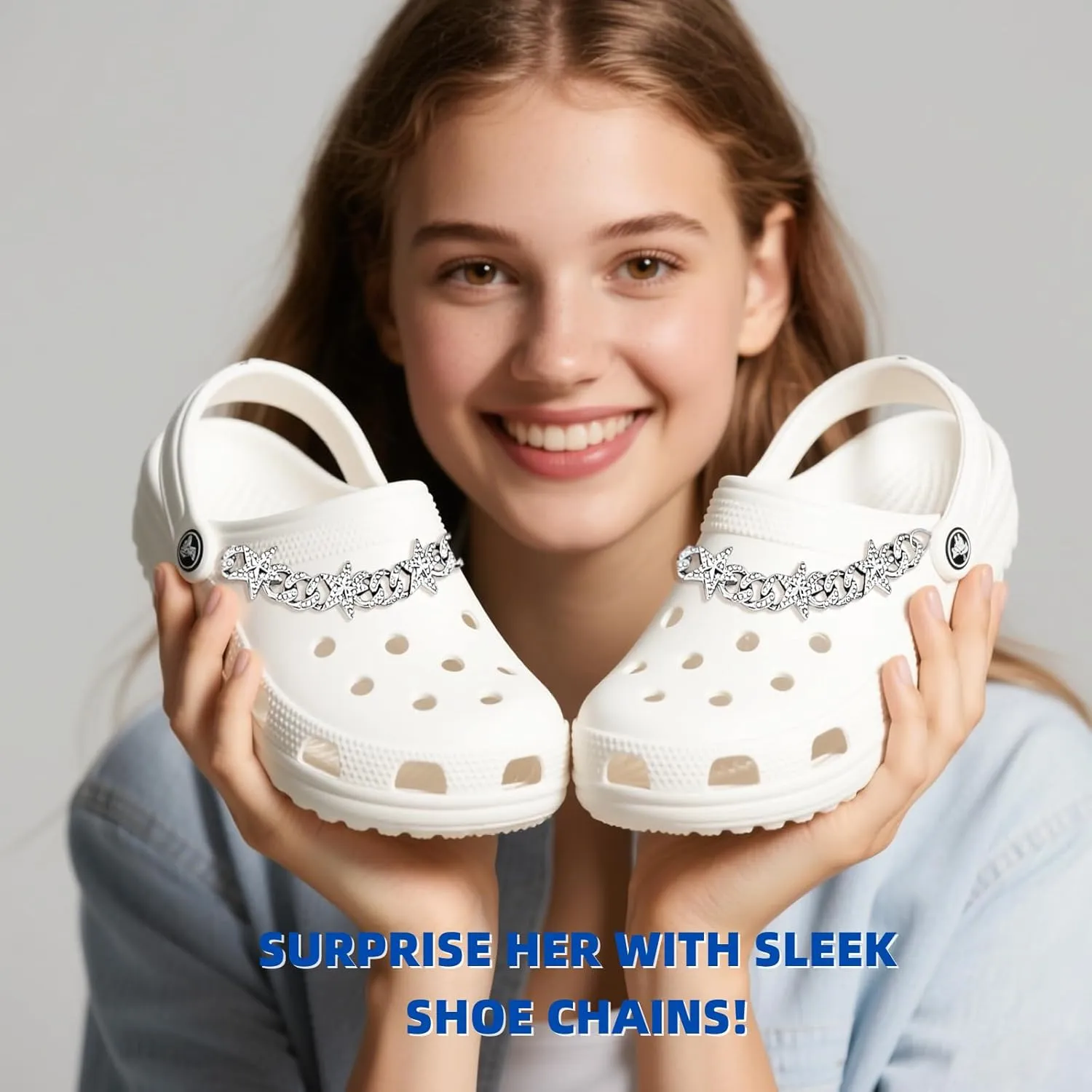 Bling Shoe Chains For Adults Women Men Teens Girls Boys, Rhinestone Chain Shoe Charms For Clog Sandals,Shoe Decoration Accessories For Birthday Gifts Party Favors