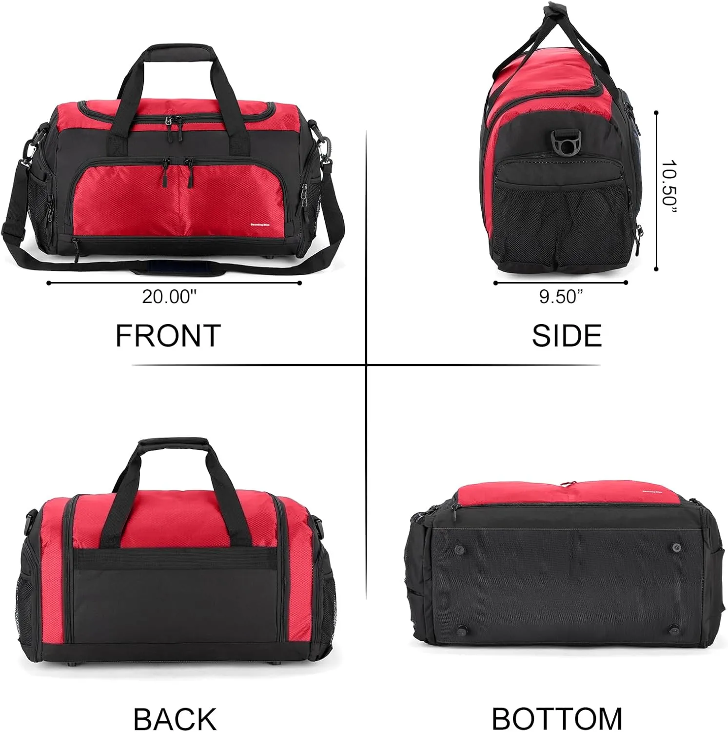 Boarding Blue Gym Travel Bag for Women & Men-20 Inches Lightweight Duffel Bag with Wet Pocket Shoe Compartment Including Water Resistant Pouch (Maroon)