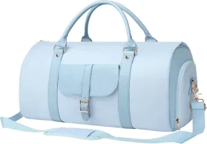 BOLOSTA 2 in 1 Convertible Garment Duffle Bags for Travel Foldable Carry On Garment Bag for Women with Shoe Compartment Leather Suit Bag for Hanging Clothes Long Dresses