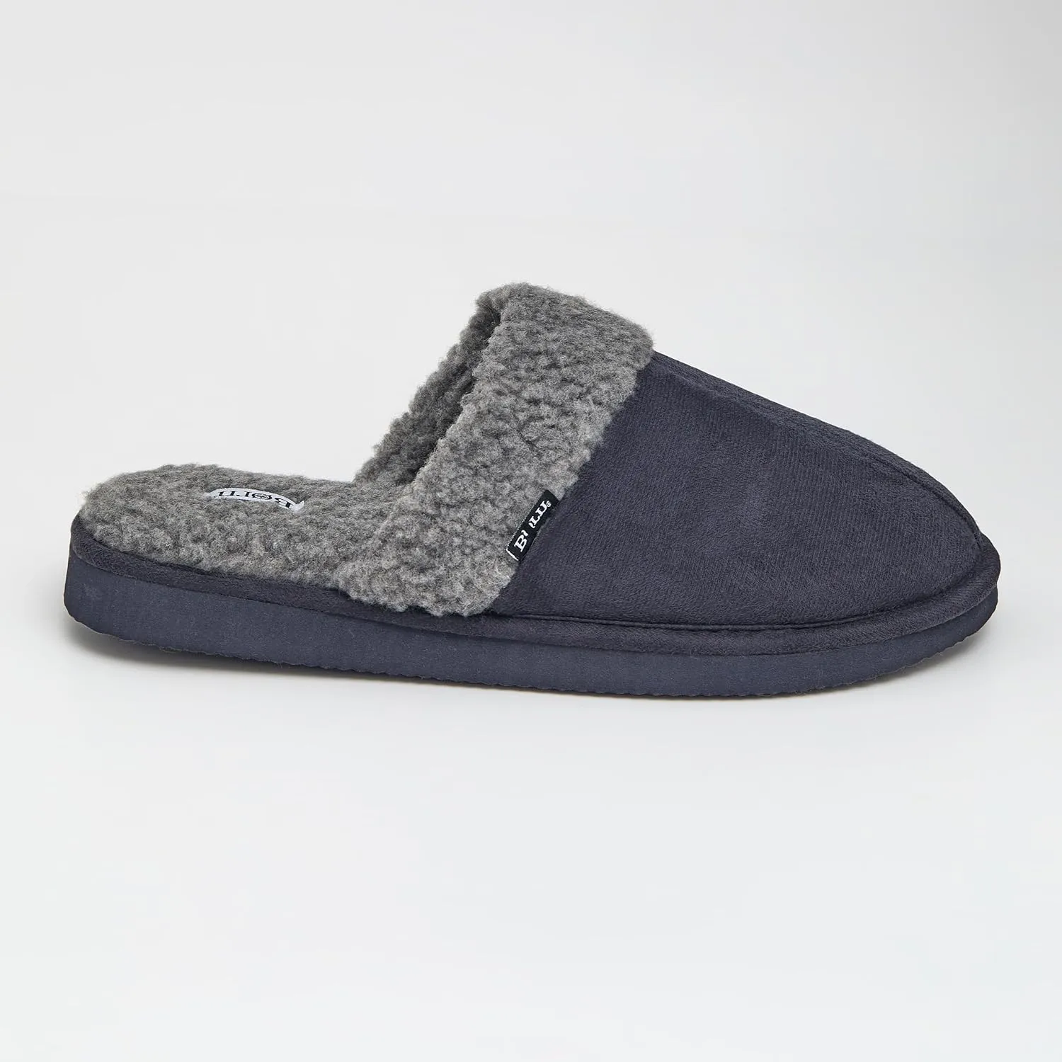 BORN Mens Scuff Slippers, Faux Suede House Slippers for Men with Fair Isle Knit or Sherpa Lining, Gifts For Him