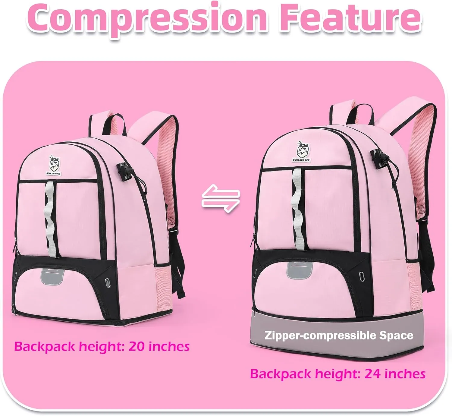 Boulder Bee Lacrosse Backpack with Stick Holders | Field Hockey Bag | Gift for Women