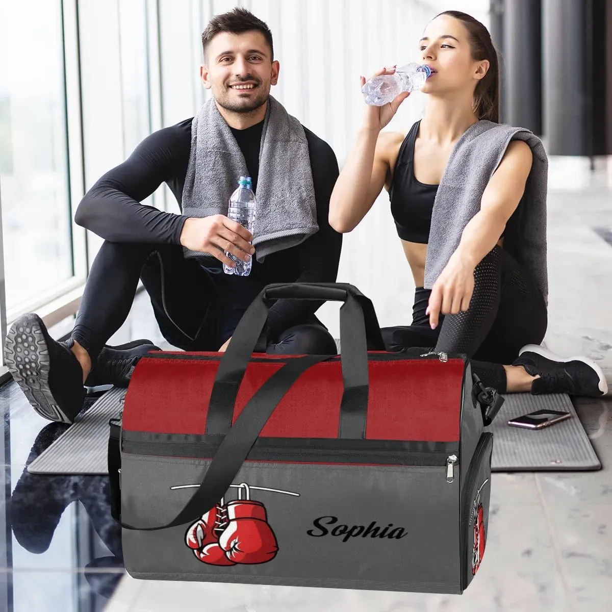 Boxing-Sports-Bag with-Name Large-Gym-Bag Custom-Duffel-Bag for-Men-Adults-Women Luggage-Bag Weekender Carry on Bag