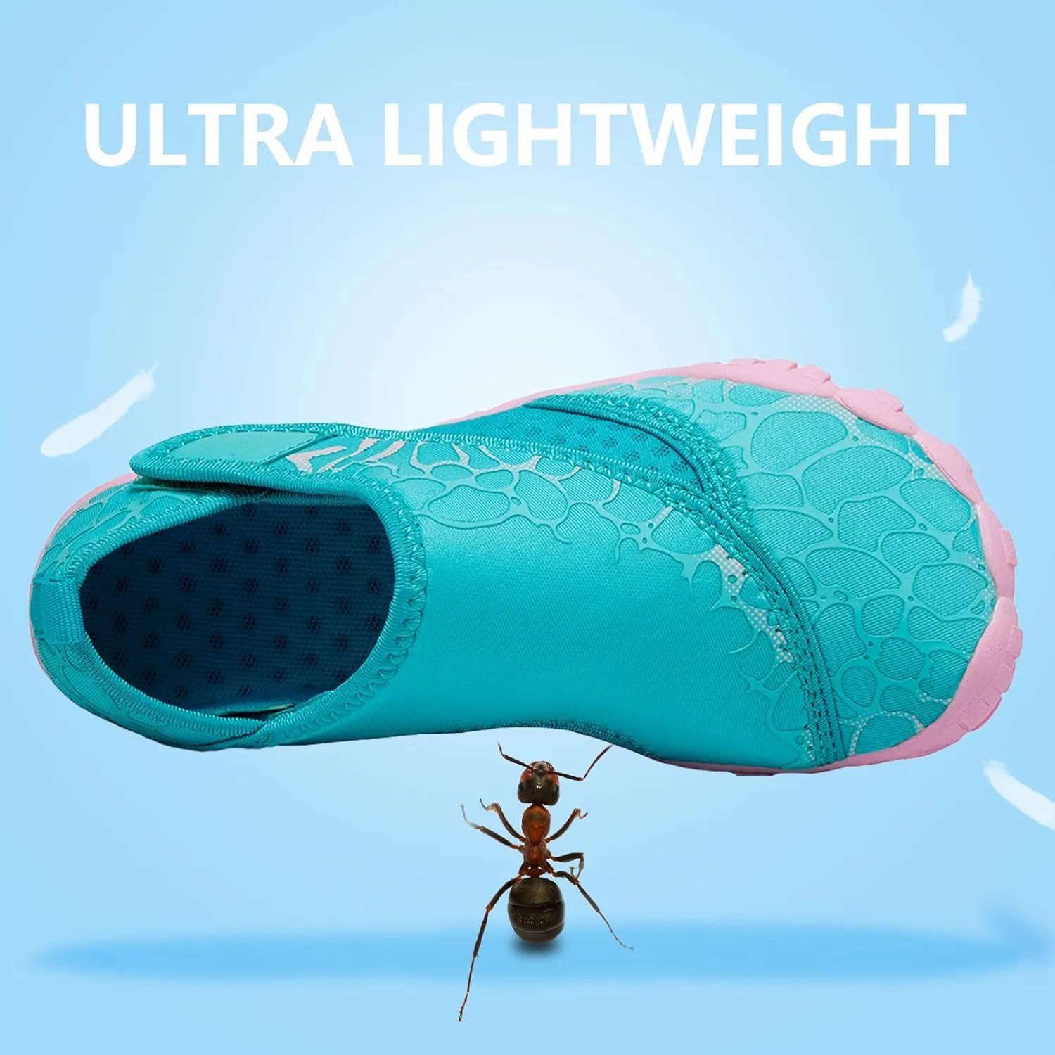 Boys & Girls Water Shoes Lightweight Comfort Sole Easy Walking Athletic Slip on Aqua 5 Toe Sock(Toddler/Little Kid/Big Kid)