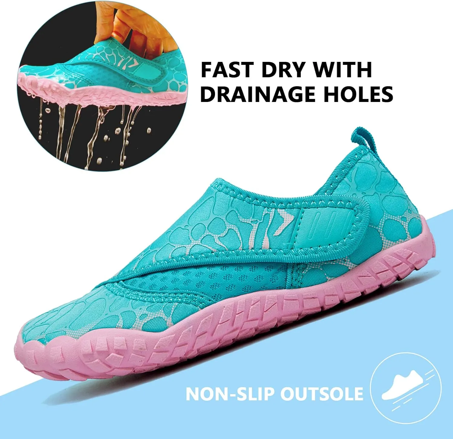 Boys & Girls Water Shoes Lightweight Comfort Sole Easy Walking Athletic Slip on Aqua 5 Toe Sock(Toddler/Little Kid/Big Kid)