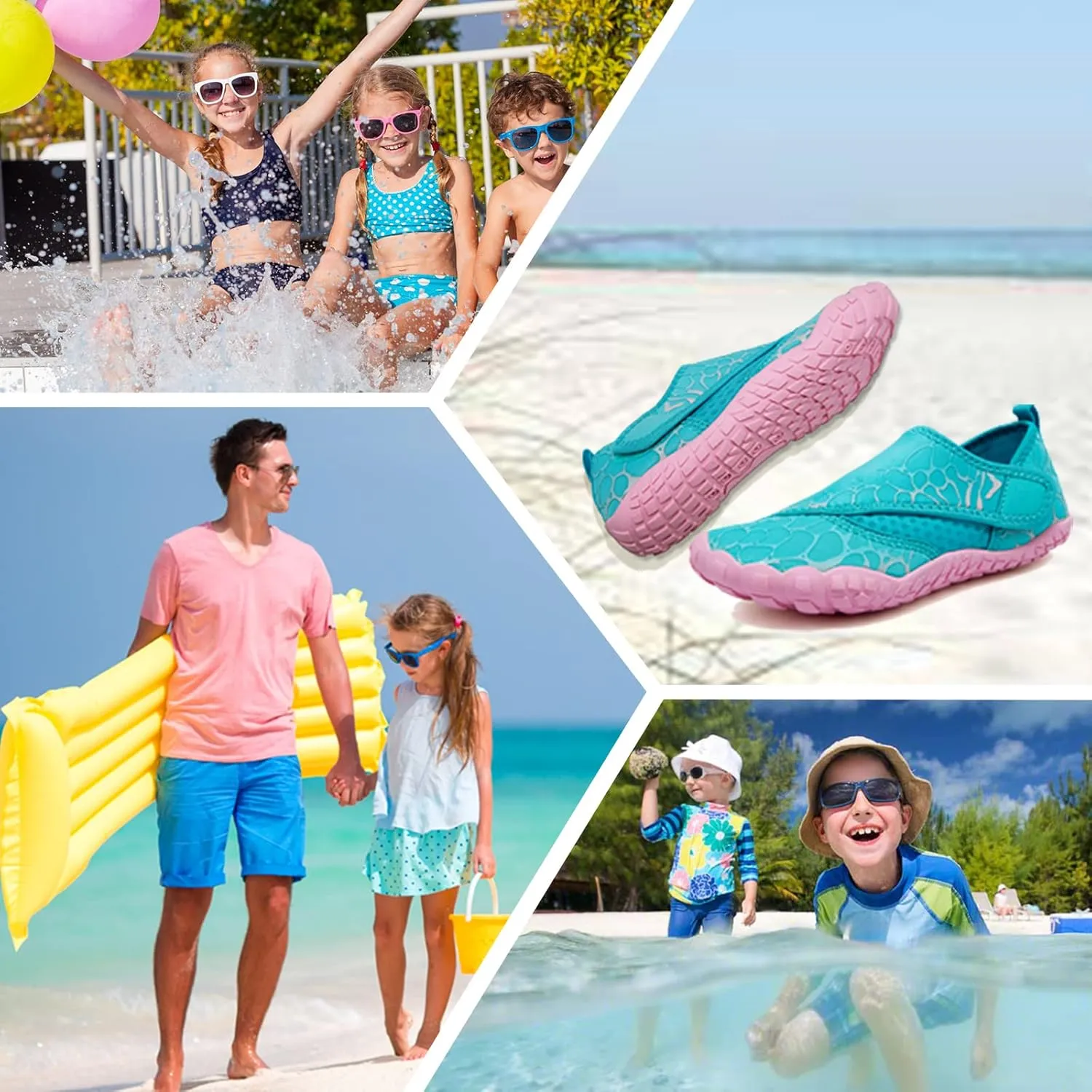 Boys & Girls Water Shoes Lightweight Comfort Sole Easy Walking Athletic Slip on Aqua 5 Toe Sock(Toddler/Little Kid/Big Kid)