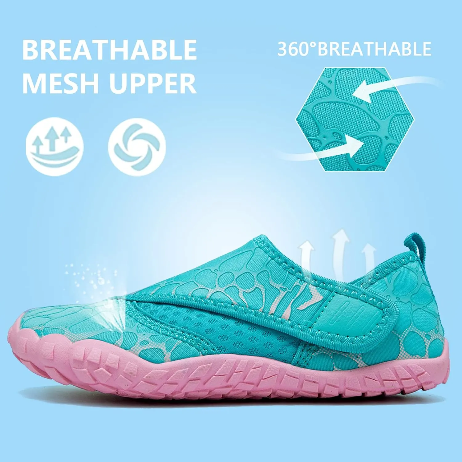 Boys & Girls Water Shoes Lightweight Comfort Sole Easy Walking Athletic Slip on Aqua 5 Toe Sock(Toddler/Little Kid/Big Kid)