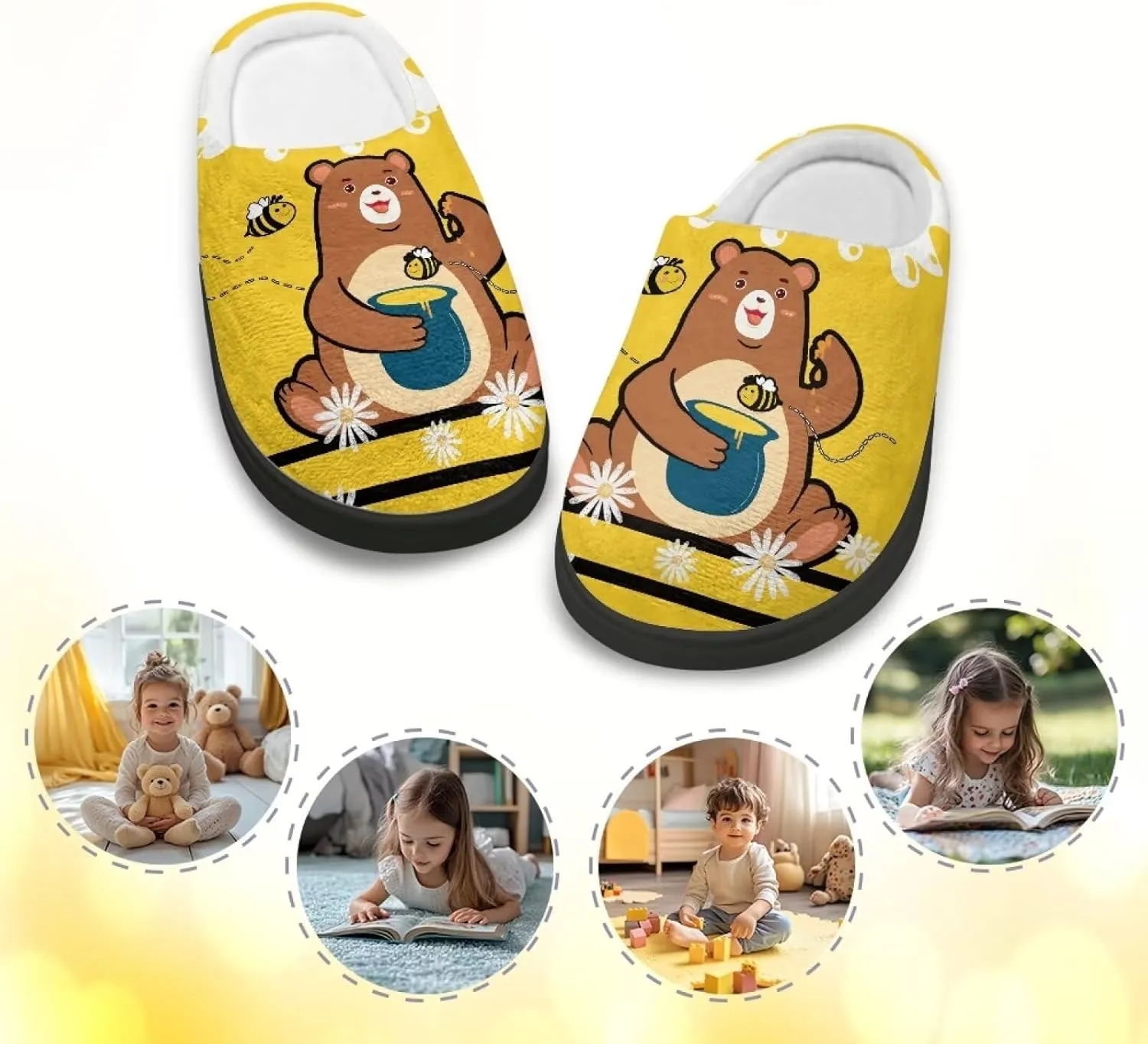 Boys Girls Slippers Plush Warm House Shoes Breathable Kids Flannel Fuzzy Slippers Winter Non Slip Indoor Cotton Shoes US 9-15