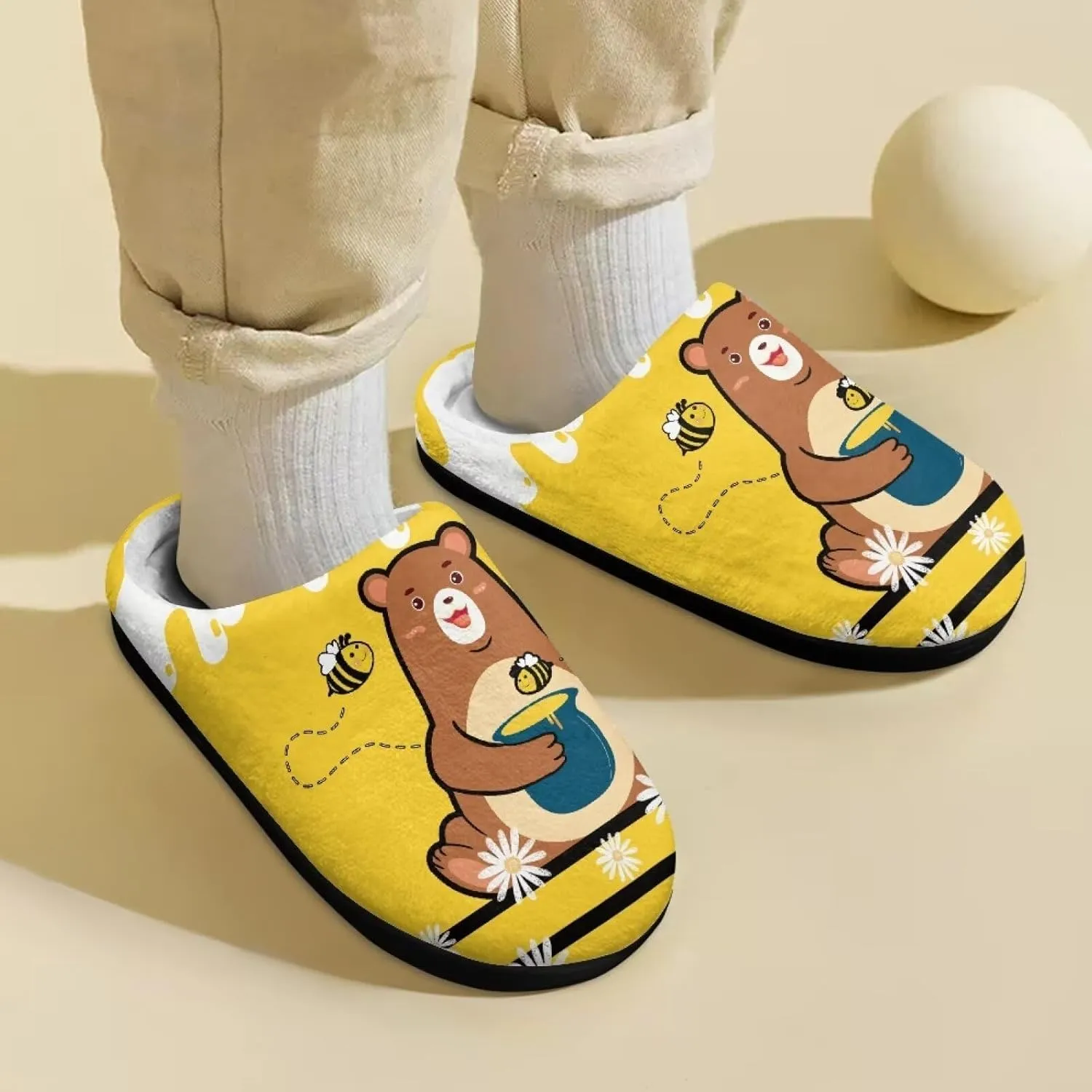 Boys Girls Slippers Plush Warm House Shoes Breathable Kids Flannel Fuzzy Slippers Winter Non Slip Indoor Cotton Shoes US 9-15