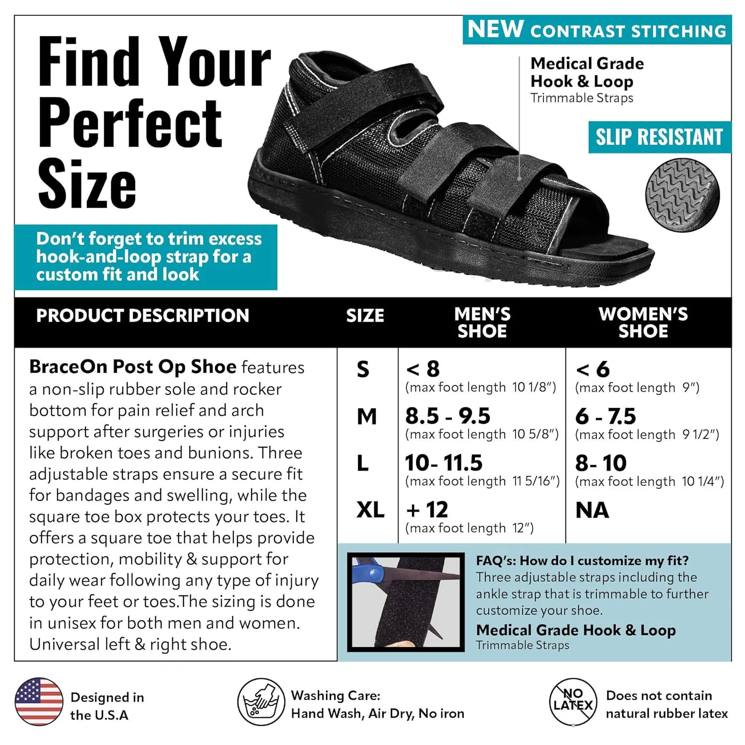 Brace On Post Op Shoe - Orthopedic Shoes for Women & Men, Walking Boot, Ankle Support for Men & Women, Plantar Fasciitis Brace, Medical Boot for Injury (Women, Medium, Shoe Size 6-7.5)