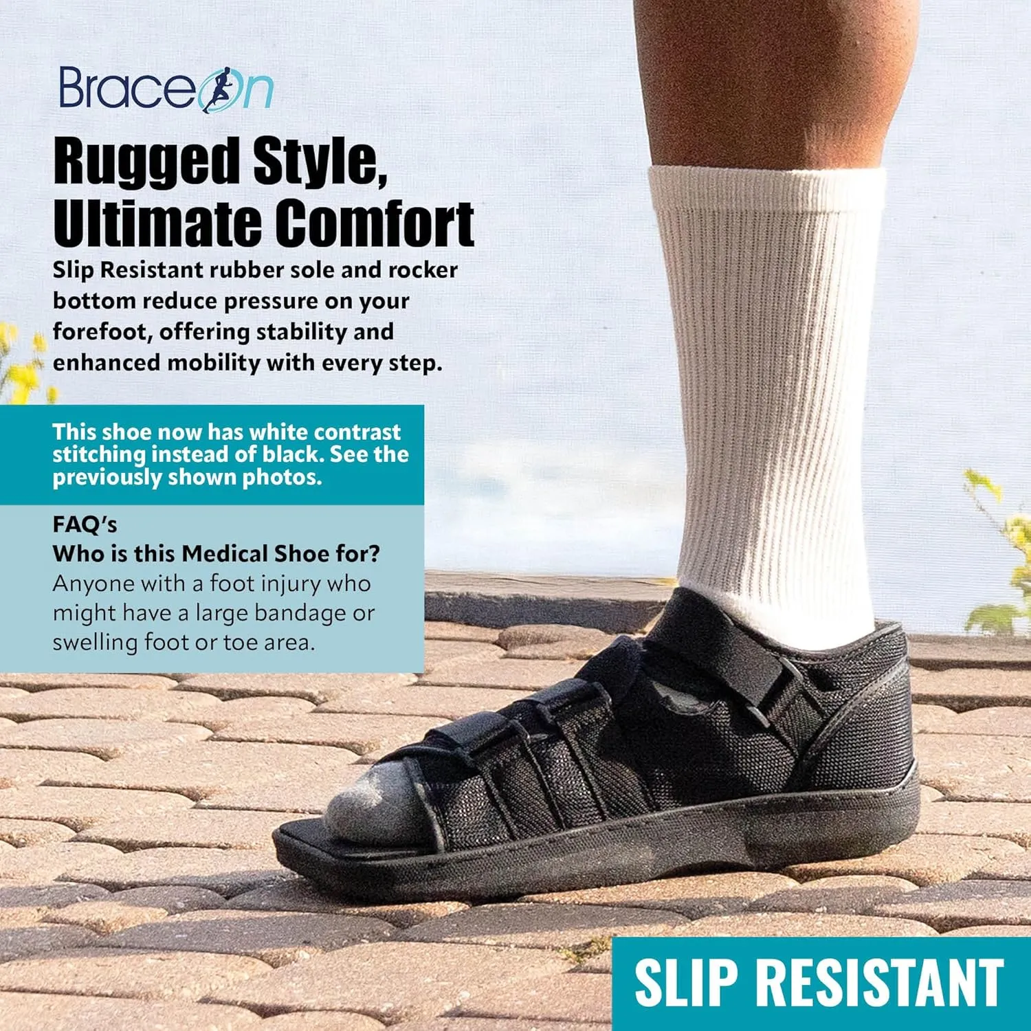 Brace On Post Op Shoe - Orthopedic Shoes for Women & Men, Walking Boot, Ankle Support for Men & Women, Plantar Fasciitis Brace, Medical Boot for Injury (Women, Medium, Shoe Size 6-7.5)