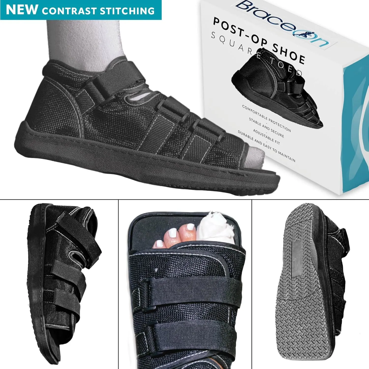 Brace On Post Op Shoe - Orthopedic Shoes for Women & Men, Walking Boot, Ankle Support for Men & Women, Plantar Fasciitis Brace, Medical Boot for Injury (Women, Medium, Shoe Size 6-7.5)
