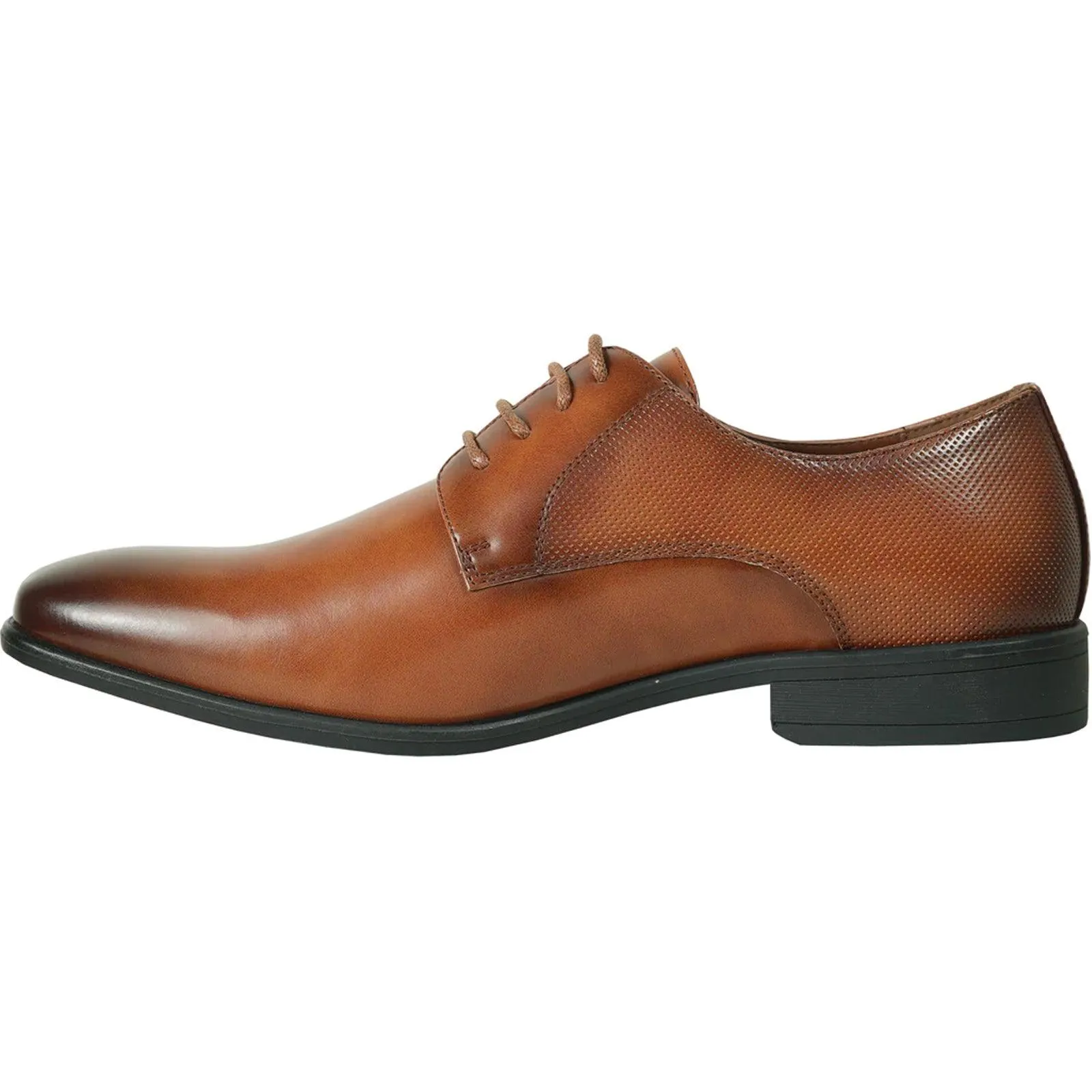 Bravo Men’s Antique Cognac Lace-Up Plain Toe Oxford Dress Shoes