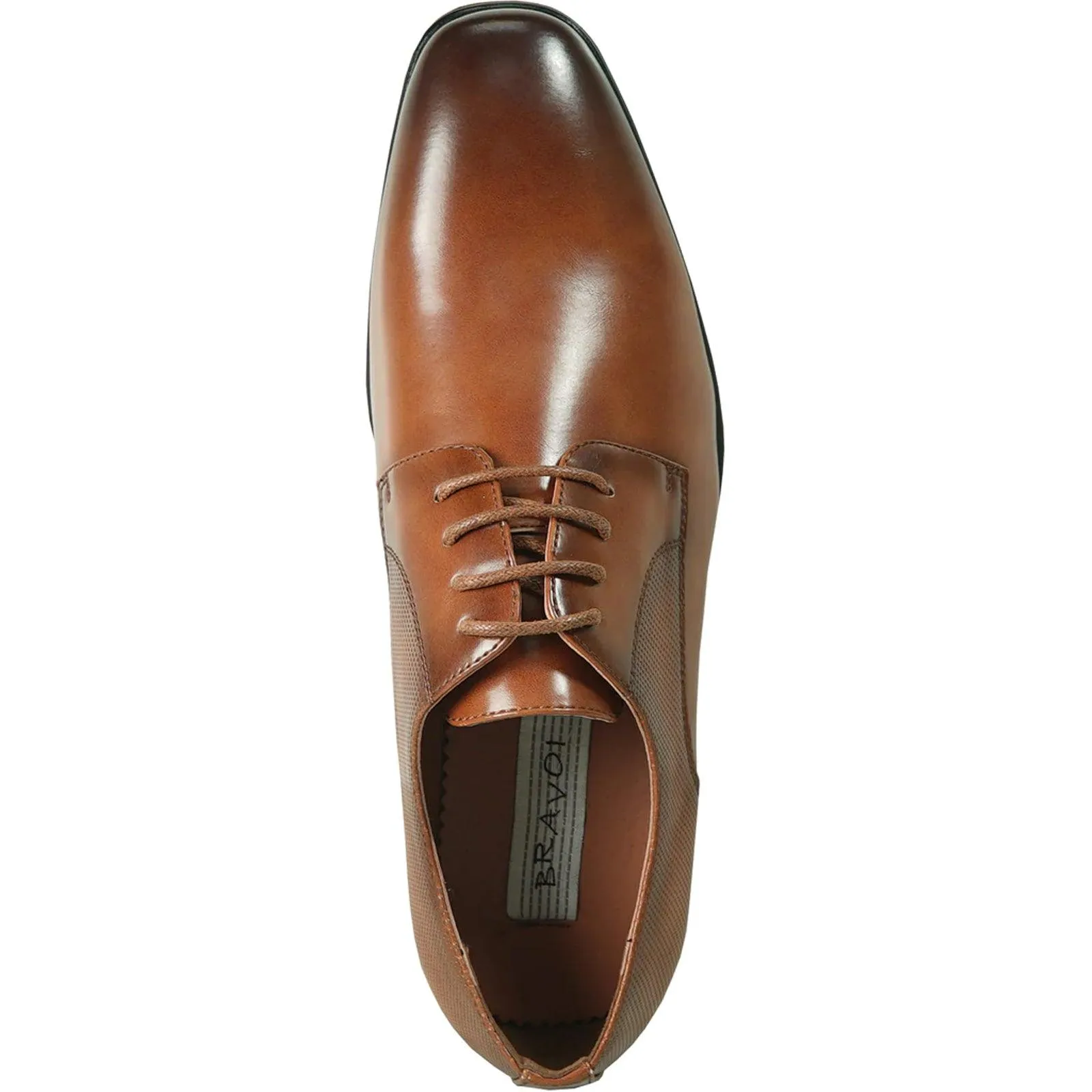 Bravo Men’s Antique Cognac Lace-Up Plain Toe Oxford Dress Shoes