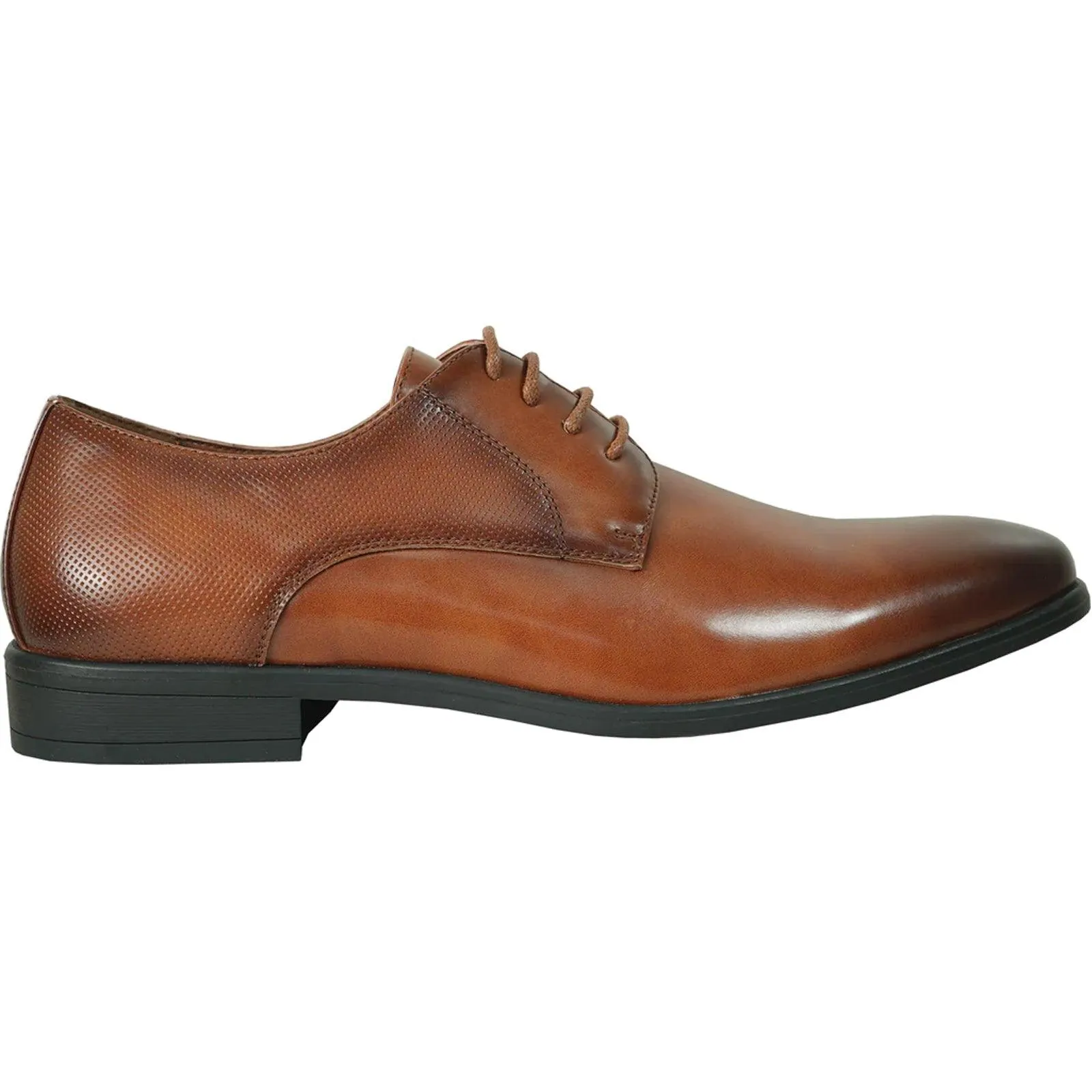 Bravo Men’s Antique Cognac Lace-Up Plain Toe Oxford Dress Shoes