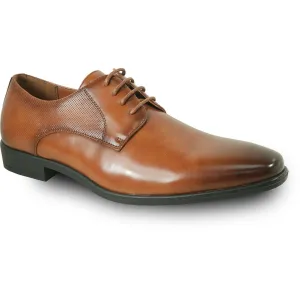 Bravo Men’s Antique Cognac Lace-Up Plain Toe Oxford Dress Shoes