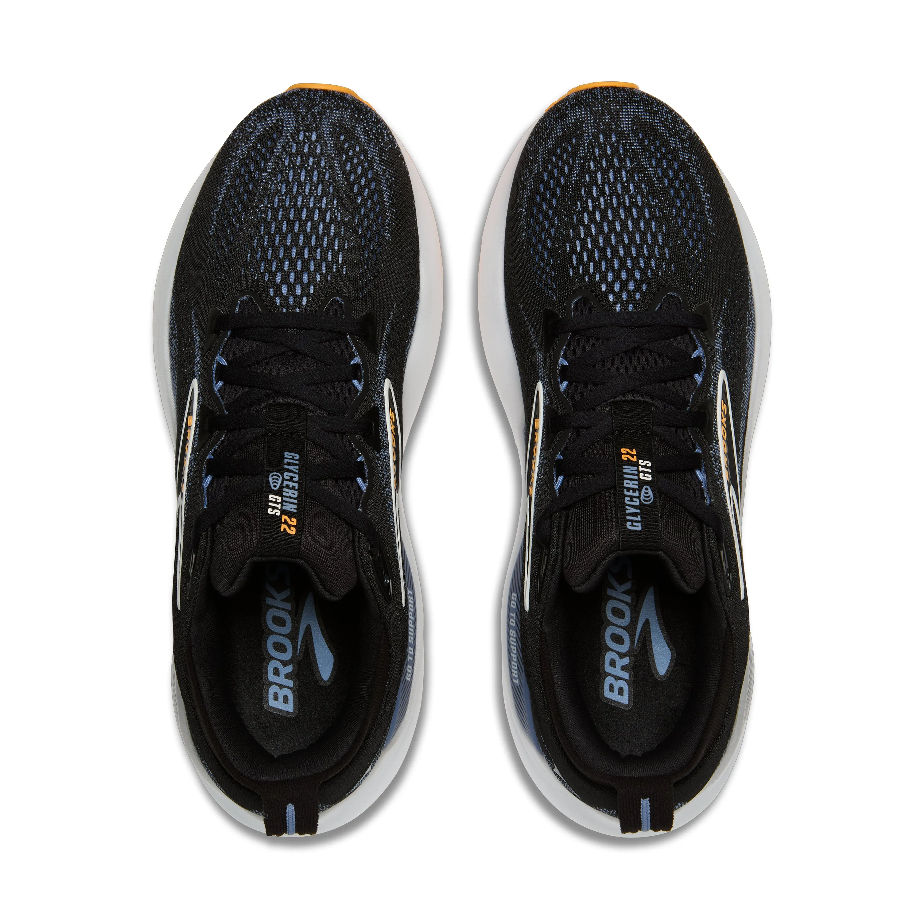 Brooks | Glycerin GTS 22 | Men's | Black/Country Blue/Orange Pop