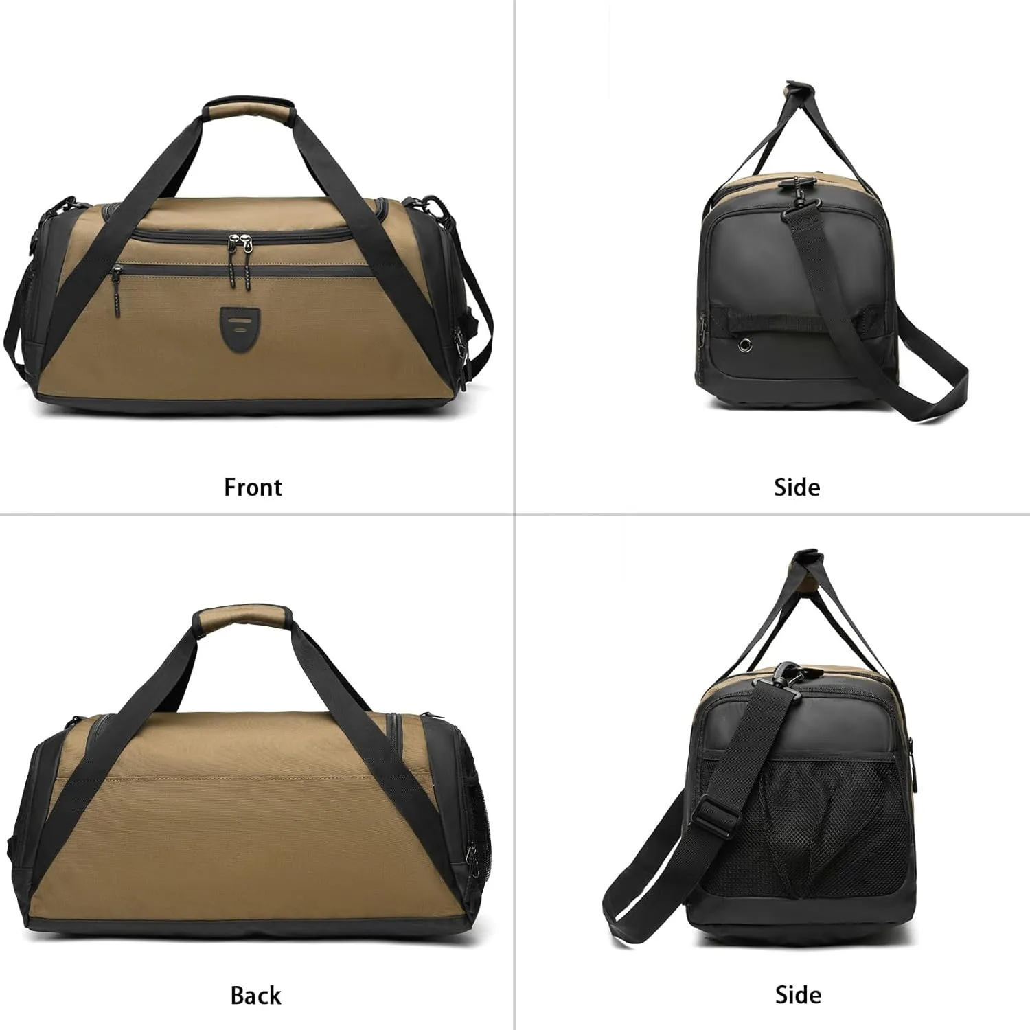 BSHG Gym Bags For Men & Women, Sports Duffel Bag For Men Travel, Weekend Overnight Bag With Shoe Compartment & Wet Pocket, Water Resistant Workout Duffle Bag Athletic Gym Bag Men B-GB-005-Brown