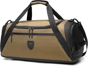 BSHG Gym Bags For Men & Women, Sports Duffel Bag For Men Travel, Weekend Overnight Bag With Shoe Compartment & Wet Pocket, Water Resistant Workout Duffle Bag Athletic Gym Bag Men B-GB-005-Brown