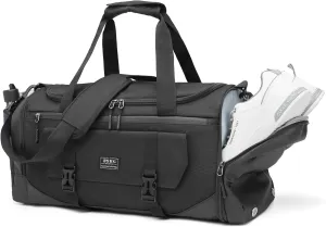 BSHG Sports Bag For Men & Women With Shoes Compartment And Wet Pocket, Sports Duffle Bag, Workout Bags For Gym Swimming Yoga,Waterproof Weekend Overnight Carry On Bag B-GA-001-Black