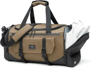BSHG Sports Bag For Men & Women With Shoes Compartment And Wet Pocket, Sports Duffle Bag, Workout Bags For Gym Swimming Yoga,Waterproof Weekend Overnight Carry On Bag B-GA-003-Brown
