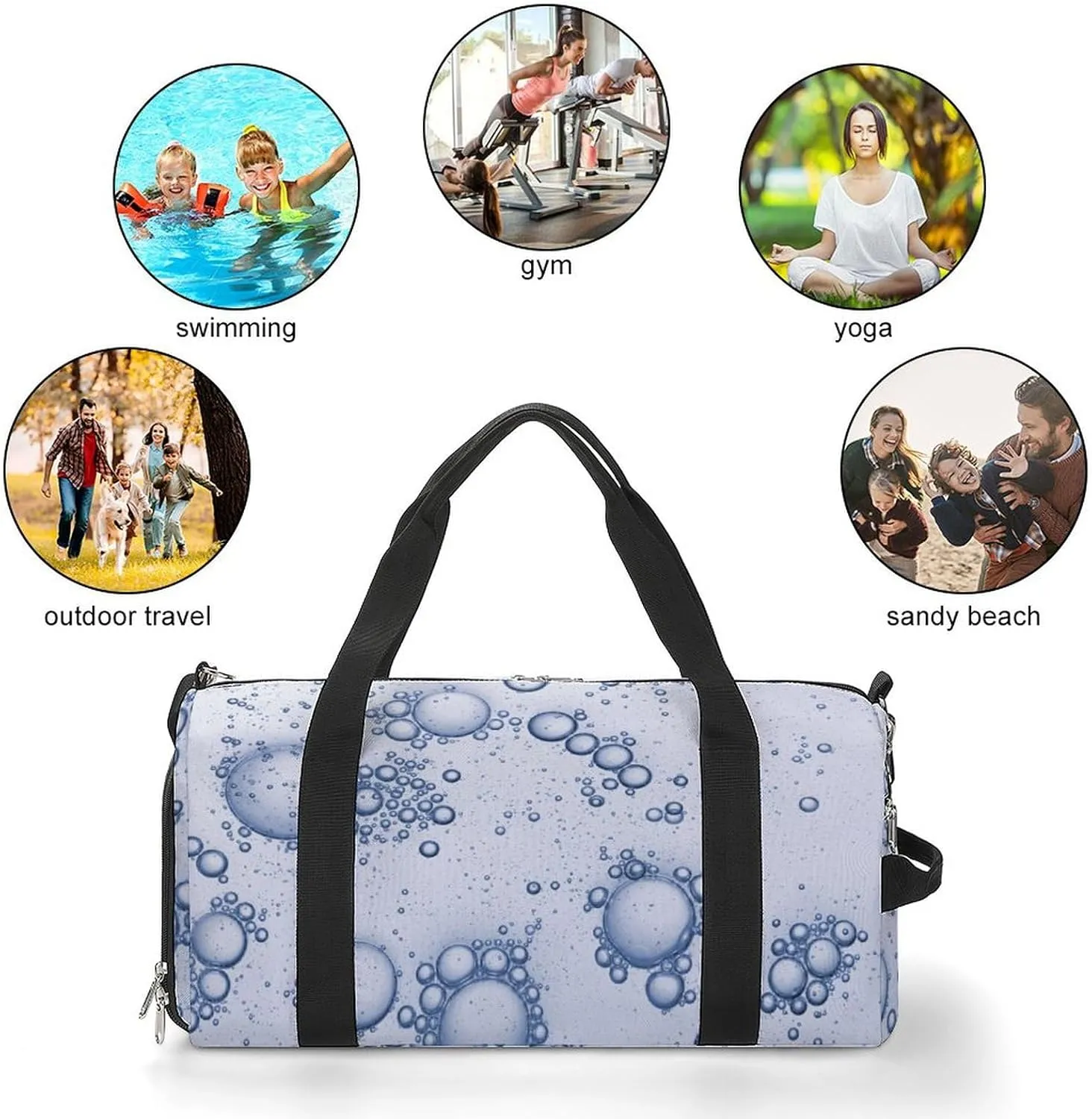 Bubbles Texture Fitness Large Gym Bag for Unisex with Shoe Compartment & Wet Pocket