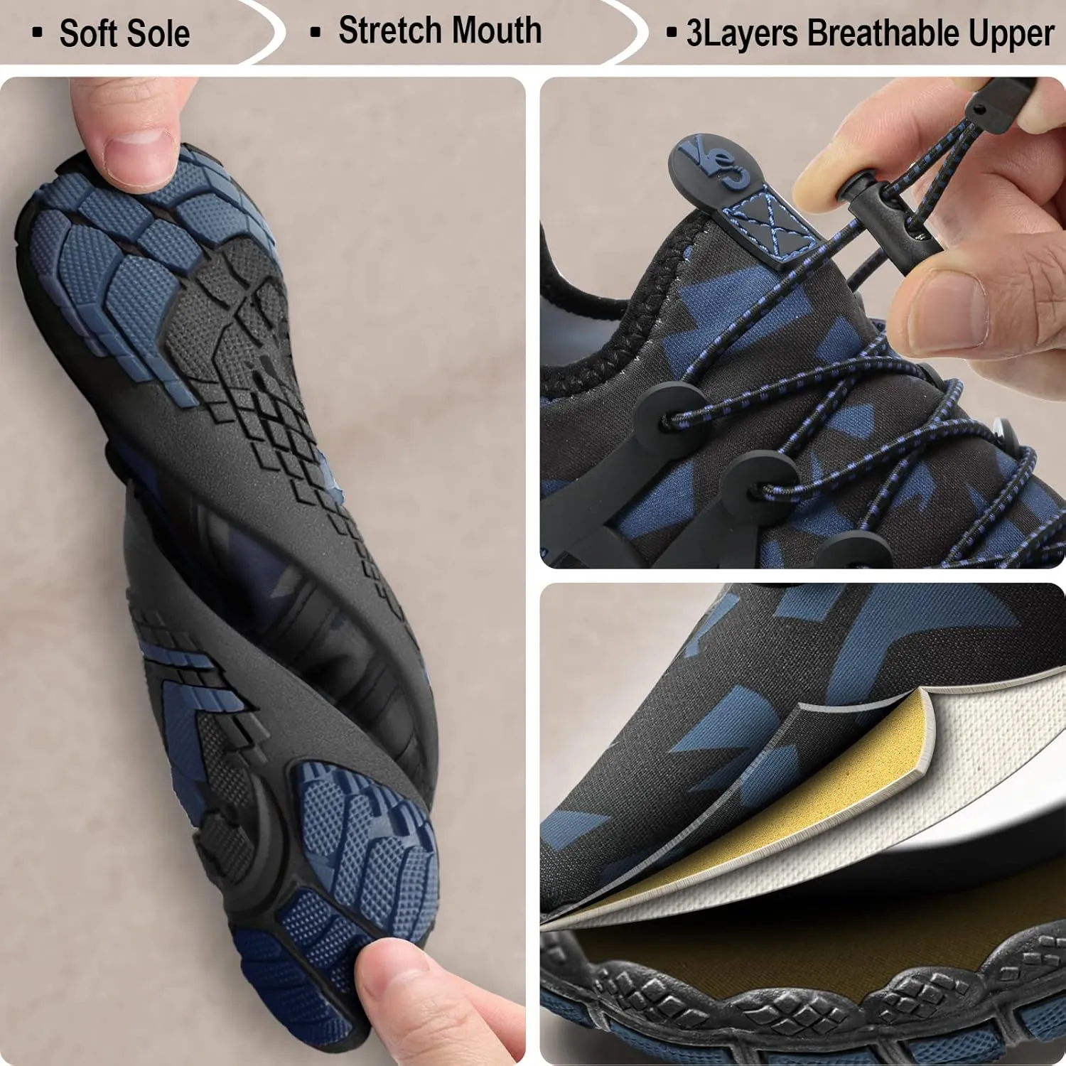 BULLIANT Water Shoes Men, Unisex Barefoot Aqua Shoes for Men Women Hiking Swimming Shoe
