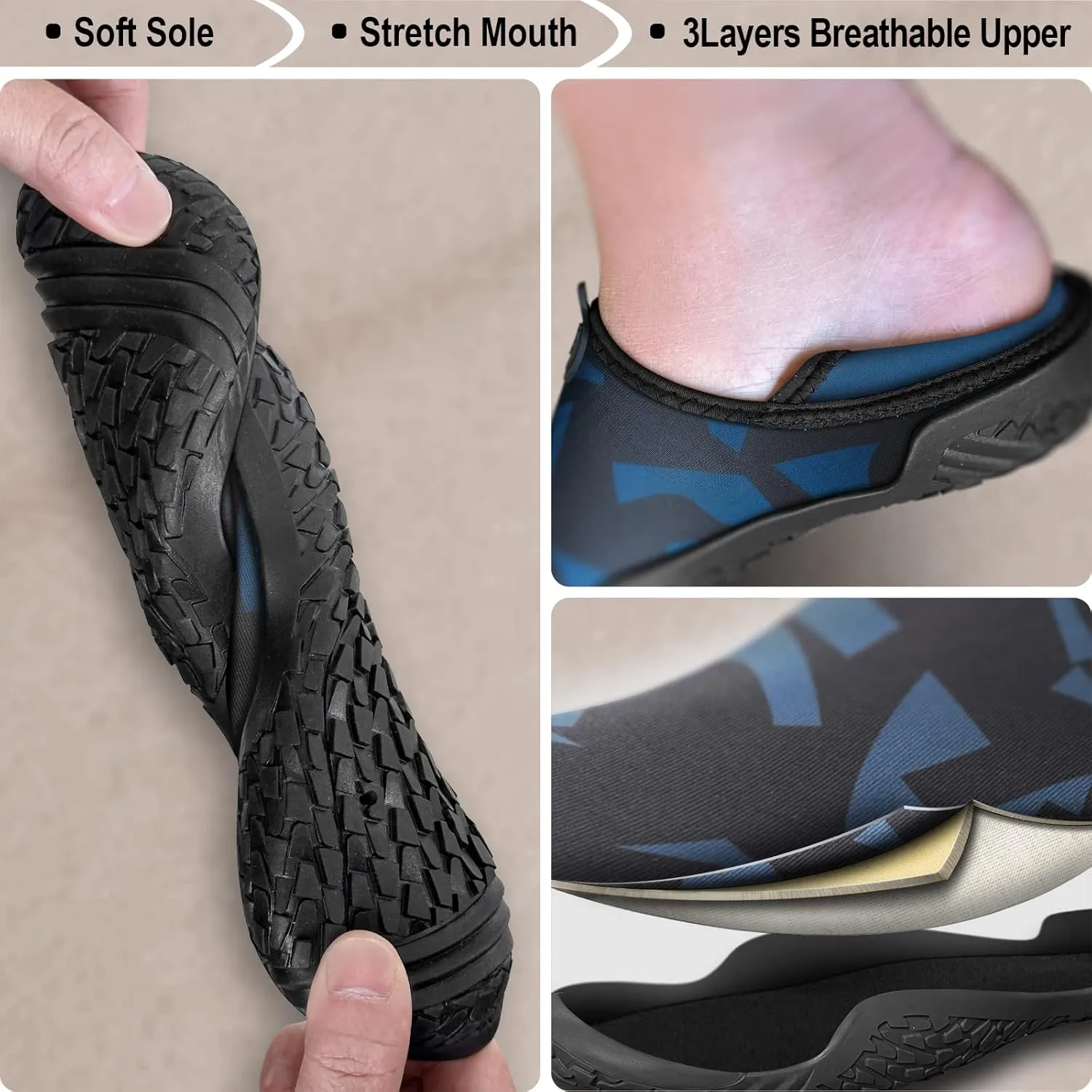 BULLIANT Water Shoes Men, Unisex Barefoot Aqua Shoes for Men Women Hiking Swimming Shoe