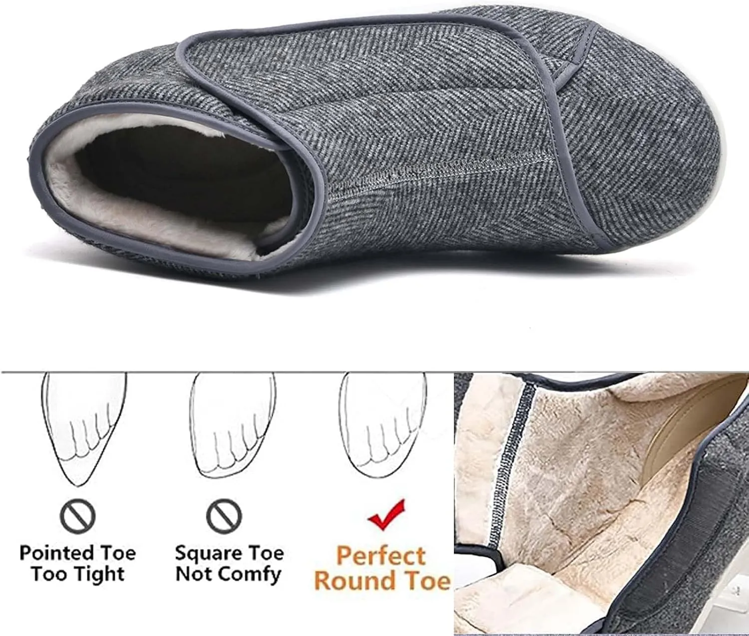 bumuam Women Wide Width Elderly Shoes,Adjustable Diabetic Shoes Easy to Slip On Wide Widths Shoes Orthopedic Edema Boots for Seniors Swollen Feet