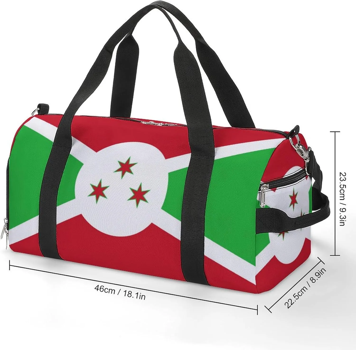 Burundi Flag Travel Duffel for Boys Girls with Shoe Compartment Overnight