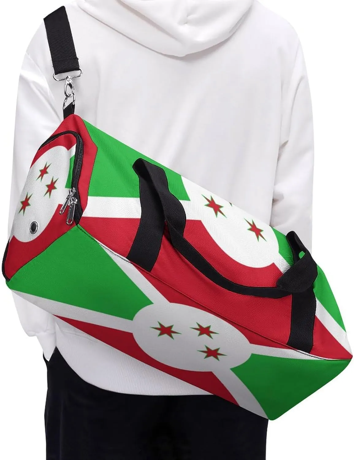 Burundi Flag Travel Duffel for Boys Girls with Shoe Compartment Overnight