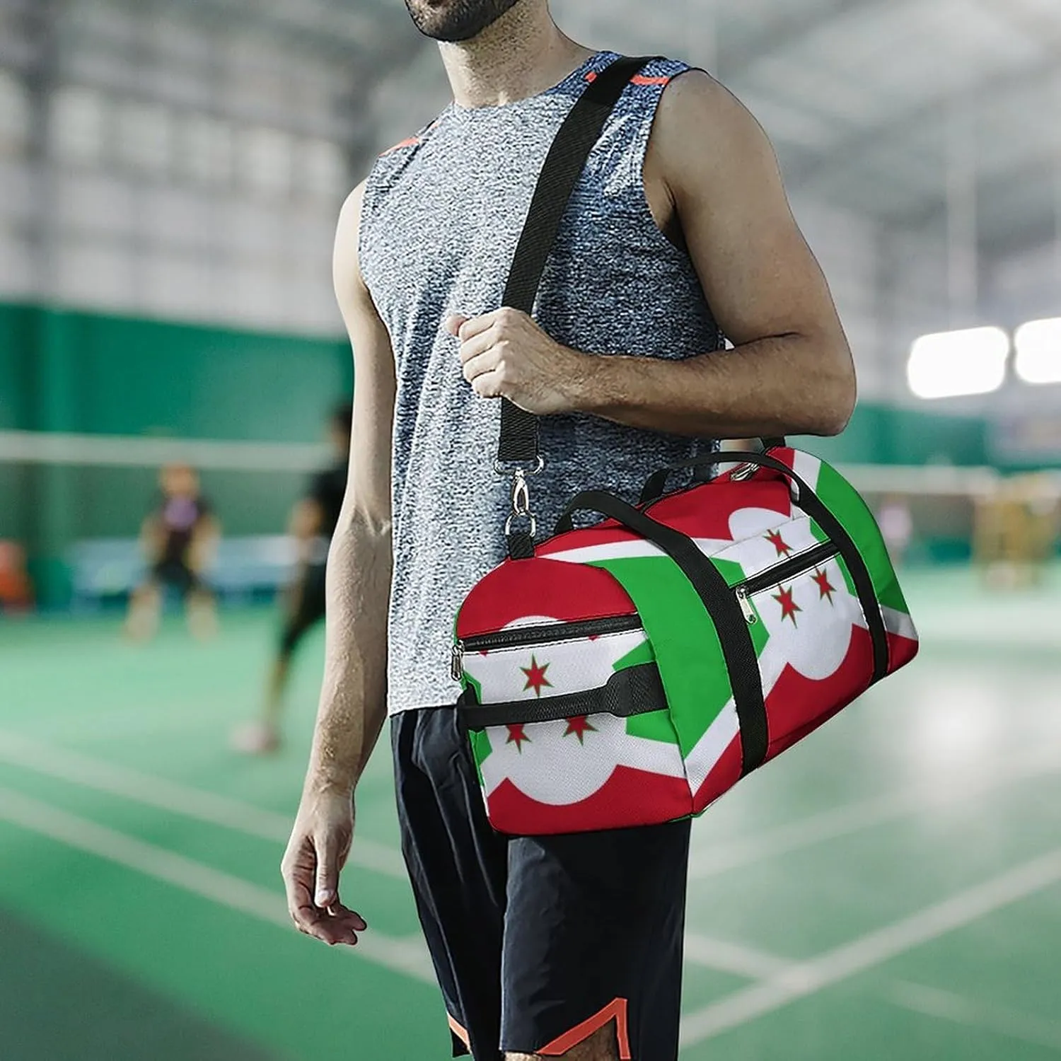Burundi Flag Travel Duffel for Boys Girls with Shoe Compartment Overnight