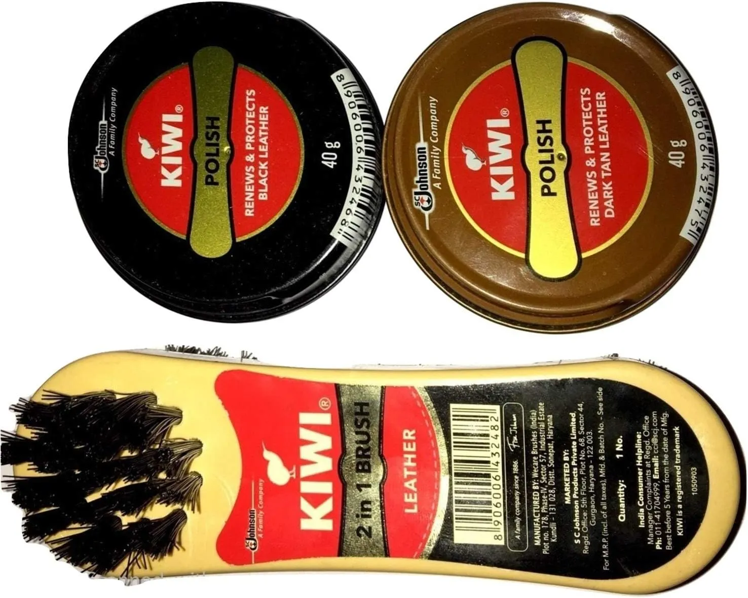 By Be The Bestest Kiwi Shoe Polish Paste B 0.2 fl oz with Kiwi Leather Shine Brush (Both (1 Each), Black and Dark tan)