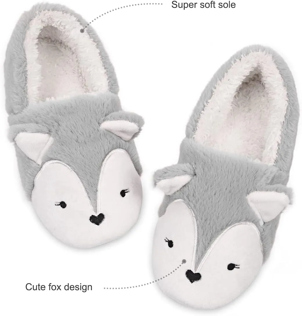 Caramella Bubble Womens Fox Fleece Animal Cozy House Slippers Indoor Outdoor Vacation Slippers for Women