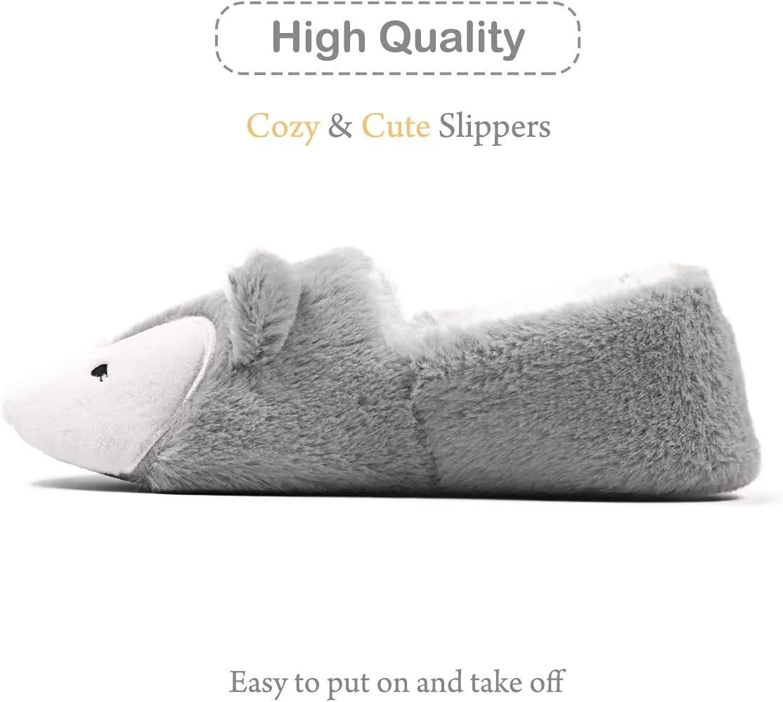 Caramella Bubble Womens Fox Fleece Animal Cozy House Slippers Indoor Outdoor Vacation Slippers for Women