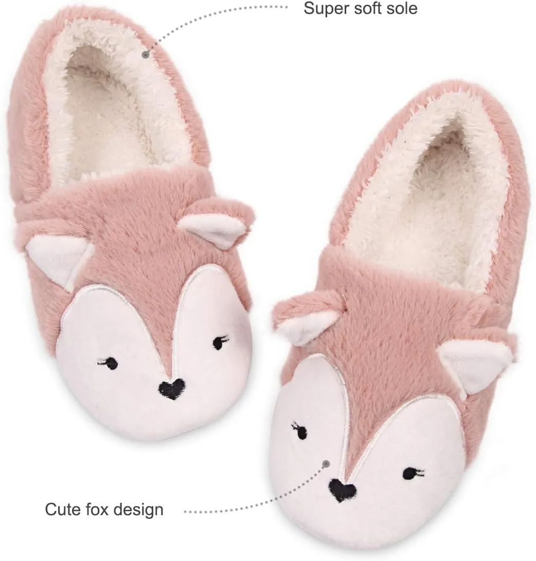 Caramella Bubble Womens Fox Fleece Animal Cozy House Slippers Indoor Outdoor Vacation Slippers for Women