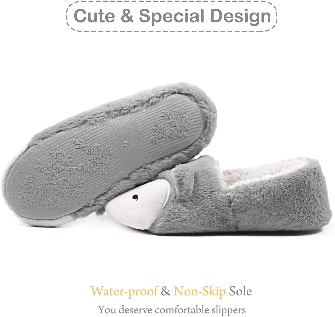 Caramella Bubble Womens Fox Fleece Animal Cozy House Slippers Indoor Outdoor Vacation Slippers for Women