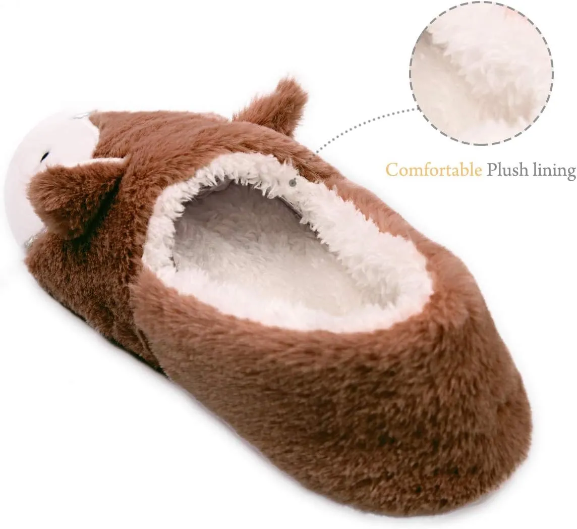 Caramella Bubble Womens Fox Fleece Animal Cozy House Slippers Indoor Outdoor Vacation Slippers for Women