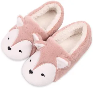 Caramella Bubble Womens Fox Fleece Animal Cozy House Slippers Indoor Outdoor Vacation Slippers for Women