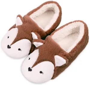 Caramella Bubble Womens Fox Fleece Animal Cozy House Slippers Indoor Outdoor Vacation Slippers for Women