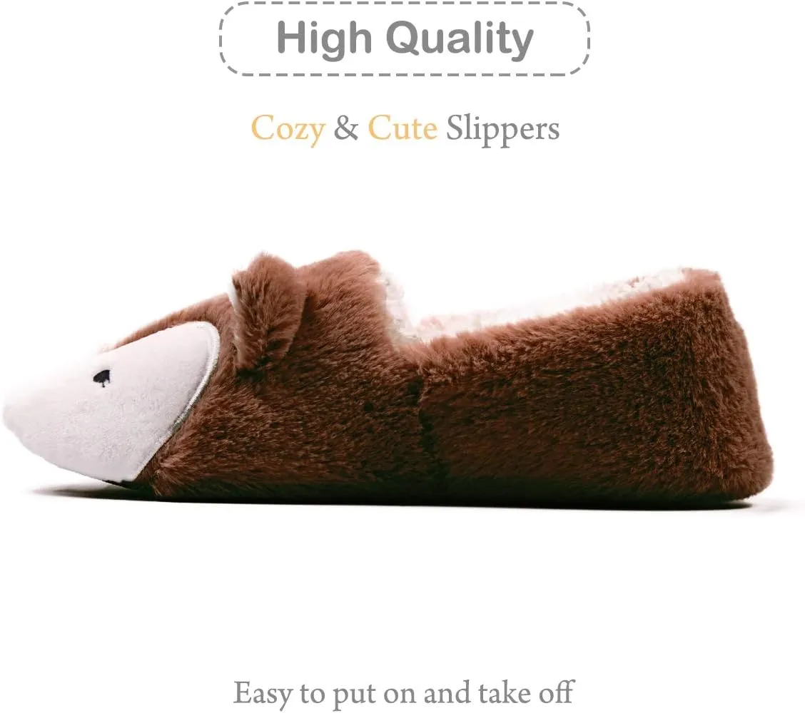 Caramella Bubble Womens Fox Fleece Animal Cozy House Slippers Indoor Outdoor Vacation Slippers for Women
