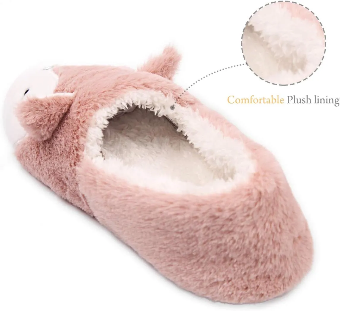 Caramella Bubble Womens Fox Fleece Animal Cozy House Slippers Indoor Outdoor Vacation Slippers for Women